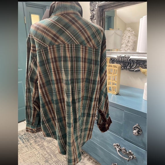 NWT Urban Outfitters BDG Patchwork Brown/Green Plaid Velvet Oversized Women’s M - Picture 9 of 13